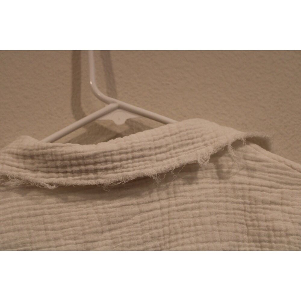 La Miel crinkled gauze button-down shirt cream tan ombre size small - Picture 4 of 9